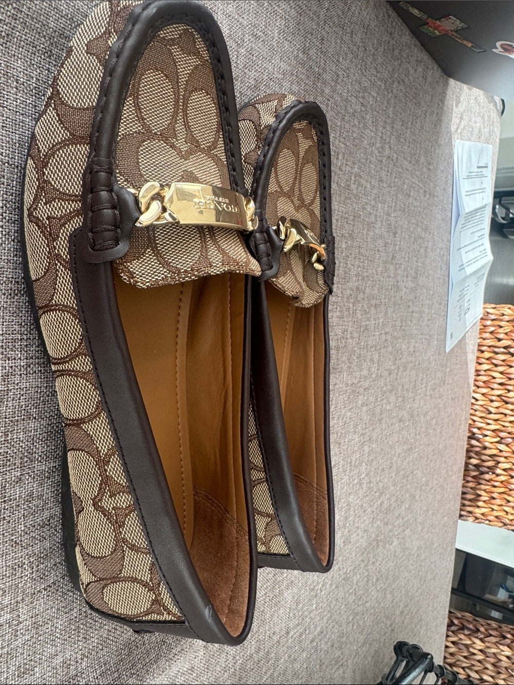 COACH Women's Brown Signature Canvas Loafers - Picture 4 of 11